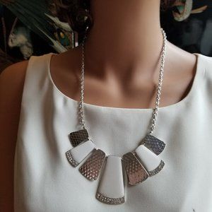Silver and White Enamel Chain Necklace 20"